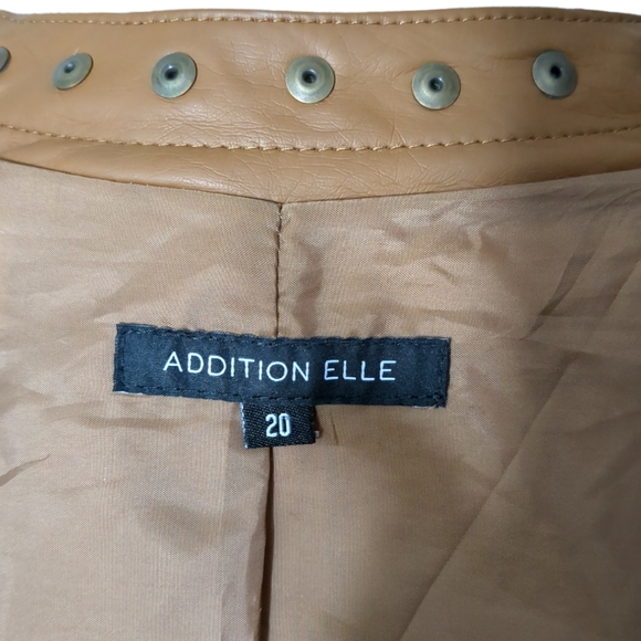 Addition Elle caramel embellished aux leather jacket size 20 - Picture 5 of 12